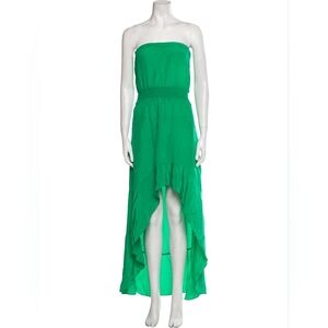 Jay Godfrey Green 100% Silk Strapless High-Low Dress